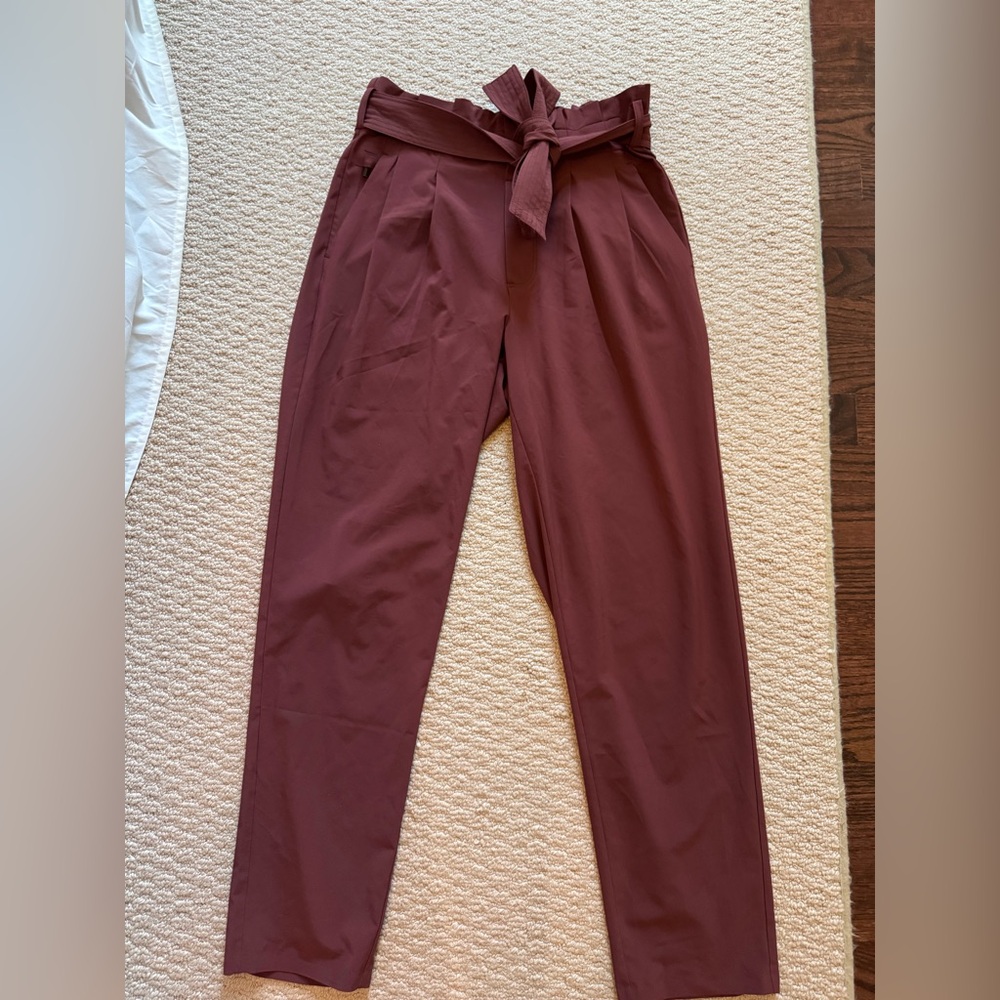Athleta Maroon Tie-Waist Trousers